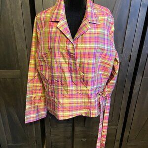 Plaid Women's Blouse - Pink and Yellow